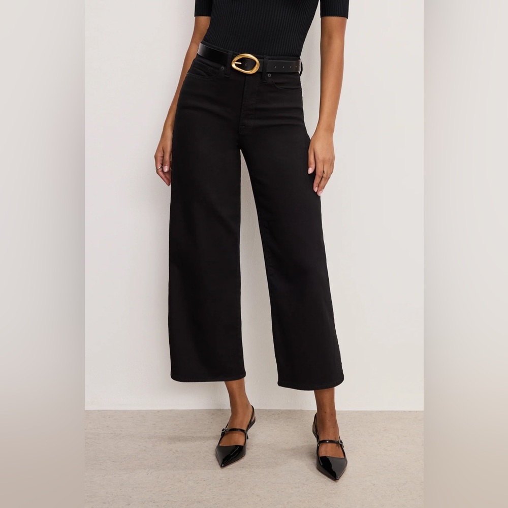 NWT GOOD AMERICAN GOOD WAIST CROPPED PALAZZO NEVER FADE JEANS, SZ 2 (SZ 26) $149